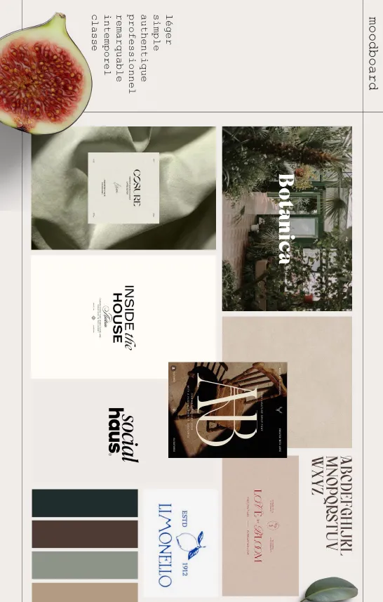 Moodboard de Maison Valentin : typographies, références et palette de couleurs